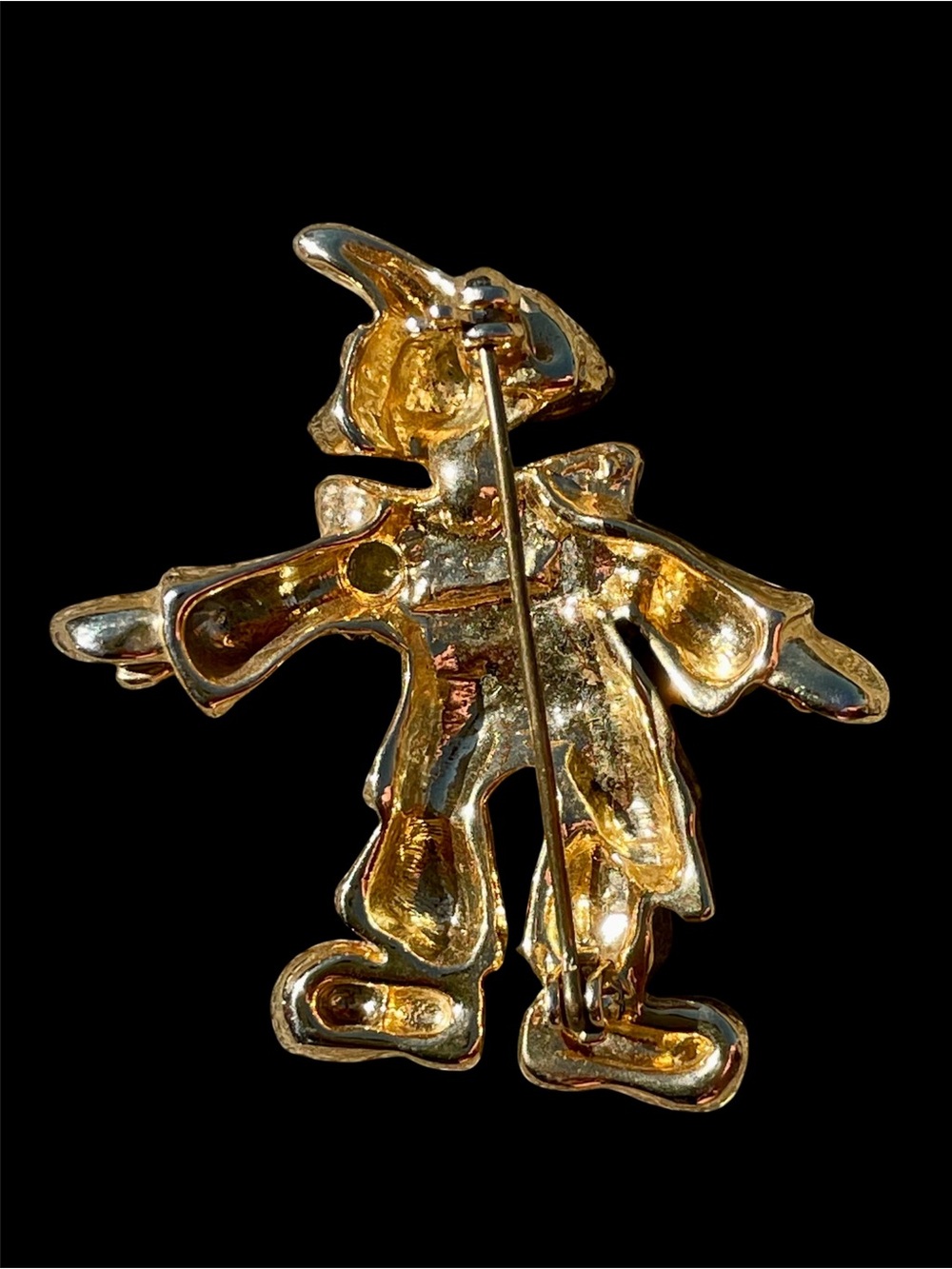 Gold-tone Clown Brooch with Blue and Mint Enamel Accents - Picture 2 of 6